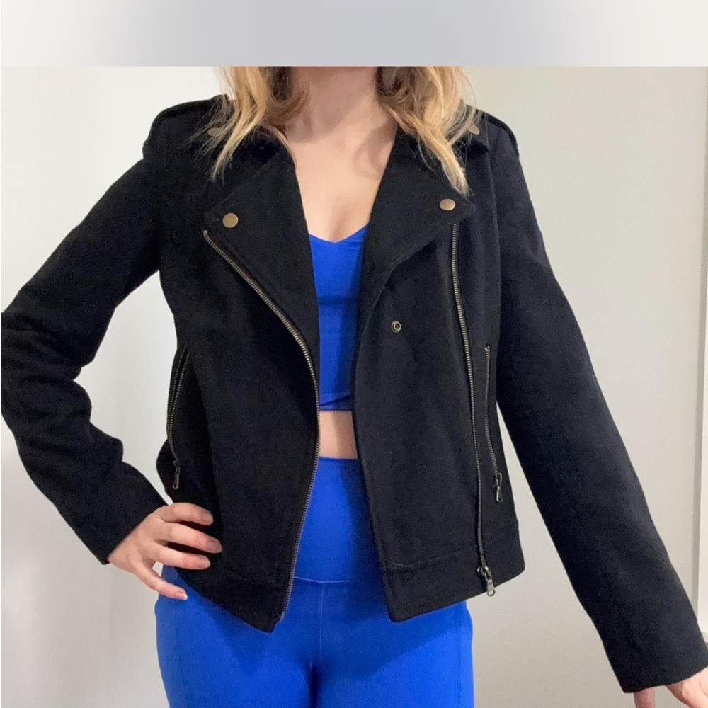 Silence + Noise Black Wool Moto Jacket XS